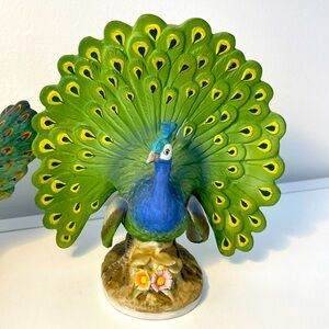 Gorgeous Lefton numbered vintage figurine of colorful Peacock